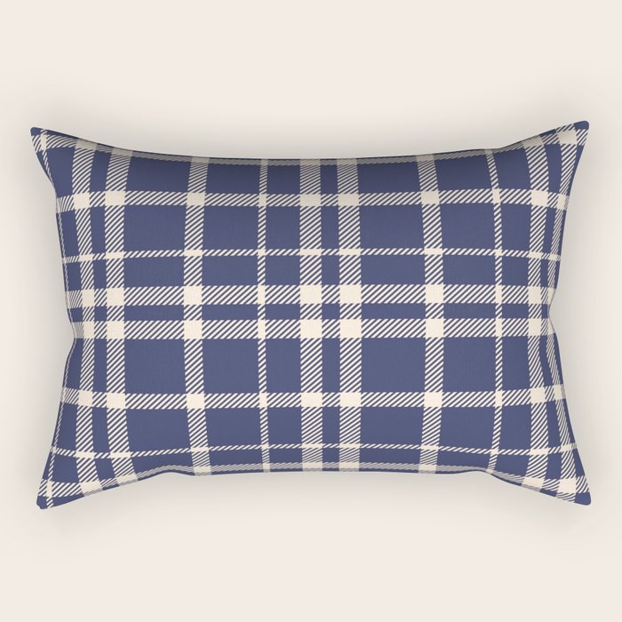 Denim Blue & White Festive Plaid Rectangular Pillow Gallery Image 1