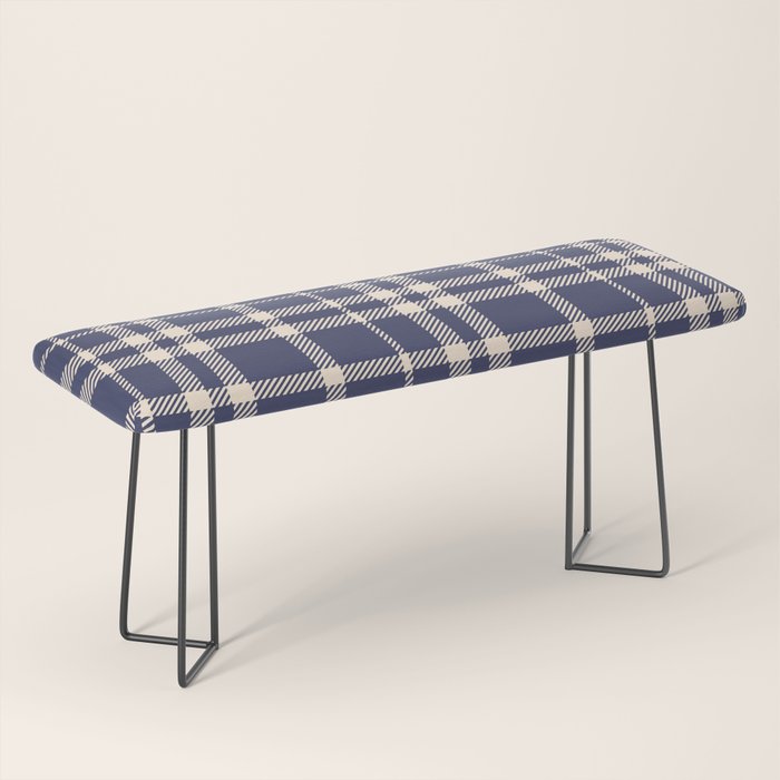 Denim Blue & White Festive Plaid Bench Gallery Image 1