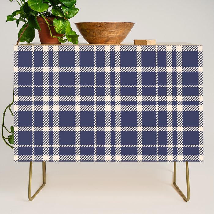 Denim Blue & White Festive Plaid Credenza Gallery Image 1