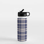 Denim Blue & White Festive Plaid Water Bottle Gallery Image 1