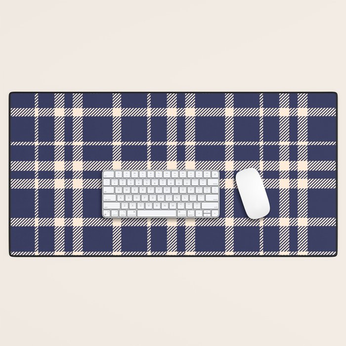 Denim Blue & White Festive Plaid Desk Mat Gallery Image 1