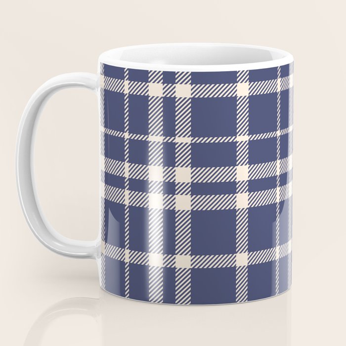 Denim Blue & White Festive Plaid Coffee Mug Gallery Image 3