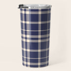 Denim Blue & White Festive Plaid Travel Mug Gallery Image 3