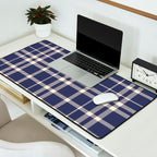 Denim Blue & White Festive Plaid Desk Mat Gallery Image 2