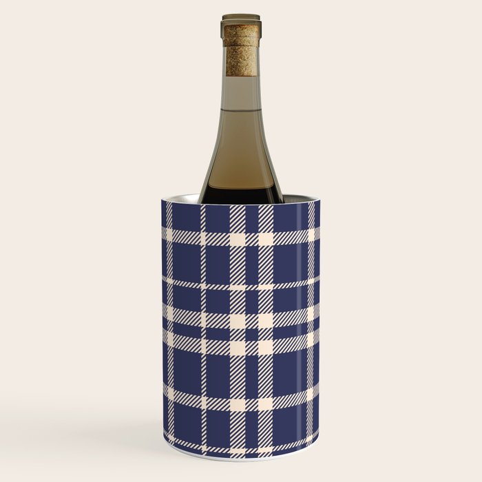 Denim Blue & White Festive Plaid Wine Chiller Gallery Image 1