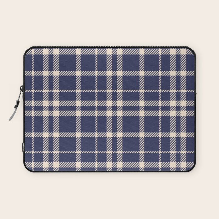 Denim Blue & White Festive Plaid Laptop Sleeve Gallery Image 1