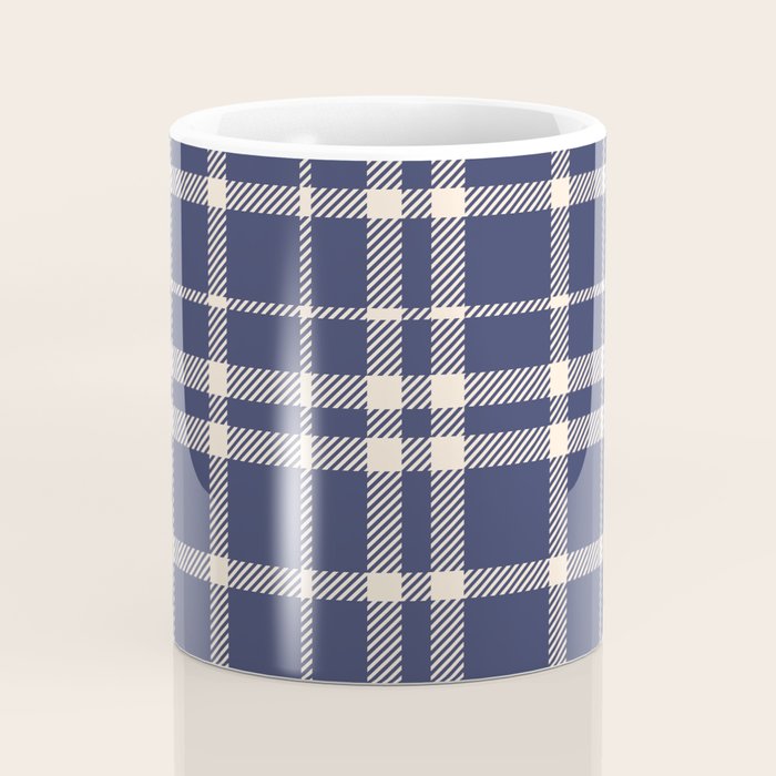 Denim Blue & White Festive Plaid Coffee Mug Gallery Image 4