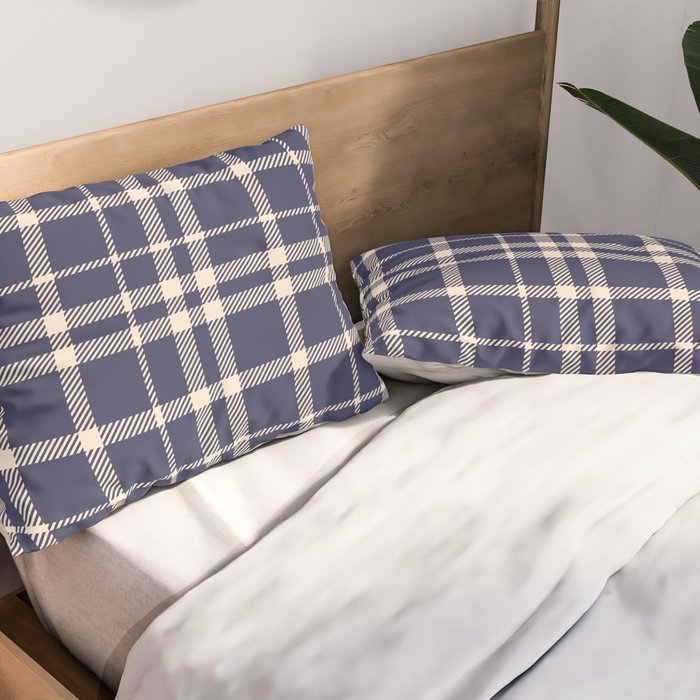 Denim Blue & White Festive Plaid Pillow Sham Gallery Image 2