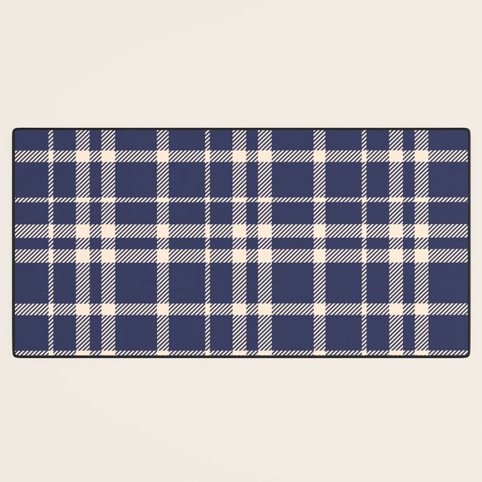 Denim Blue & White Festive Plaid Desk Mat Gallery Image 3