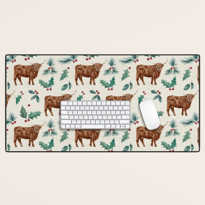Farm house Christmas Burlap Desk Mat Gallery Image 1