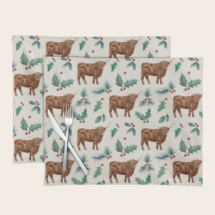 Farm house Christmas Burlap Placemat Gallery Image 1