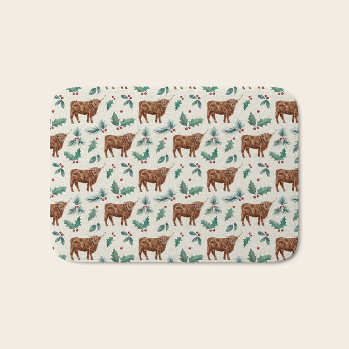 Farm house Christmas Burlap Bath Mat Gallery Image 1