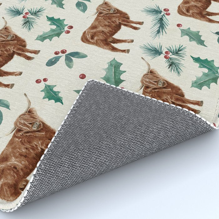 Farm house Christmas Burlap Rug Gallery Image 4