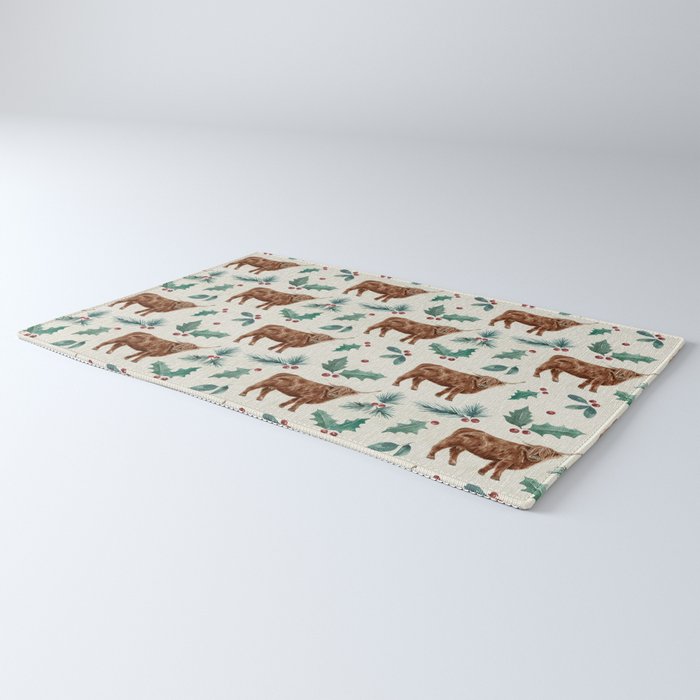 Farm house Christmas Burlap Rug Gallery Image 3