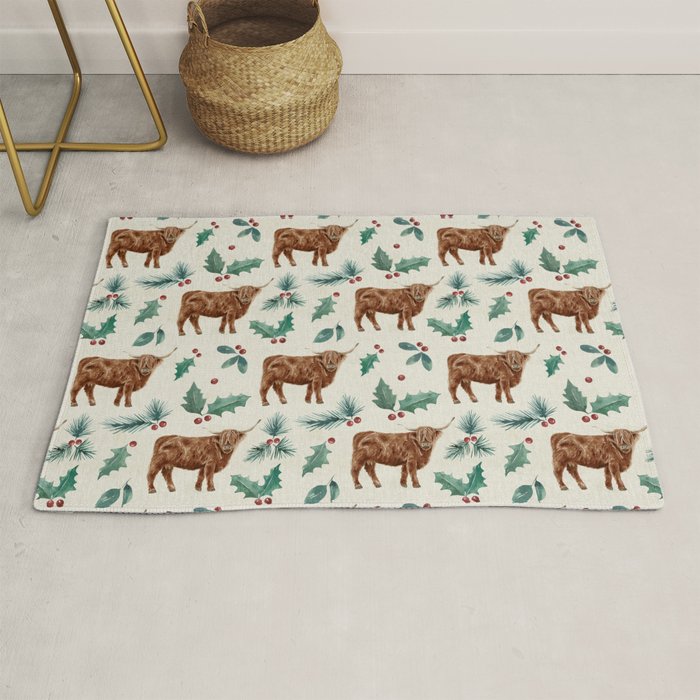 Farm house Christmas Burlap Rug Gallery Image 1