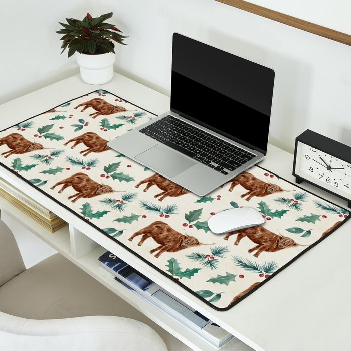 Farm house Christmas Burlap Desk Mat Gallery Image 2