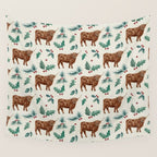 Farm house Christmas Burlap Wall Tapestry Gallery Image 4