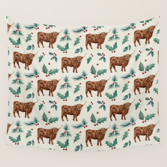 Farm house Christmas Burlap Wall Tapestry Gallery Image 4