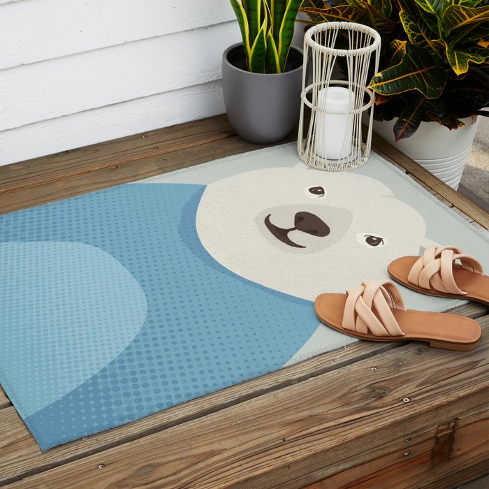 Whimsy Polar Bear, Animal Portrait Outdoor Rug Gallery Image 2