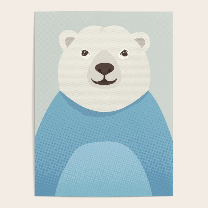 Whimsy Polar Bear, Animal Portrait Poster Gallery Image 4