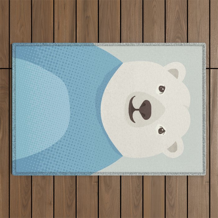 Whimsy Polar Bear, Animal Portrait Outdoor Rug Gallery Image 1