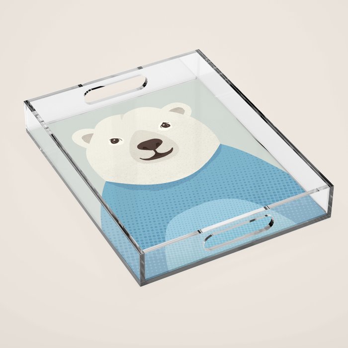 Whimsy Polar Bear, Animal Portrait Acrylic Tray Gallery Image 1
