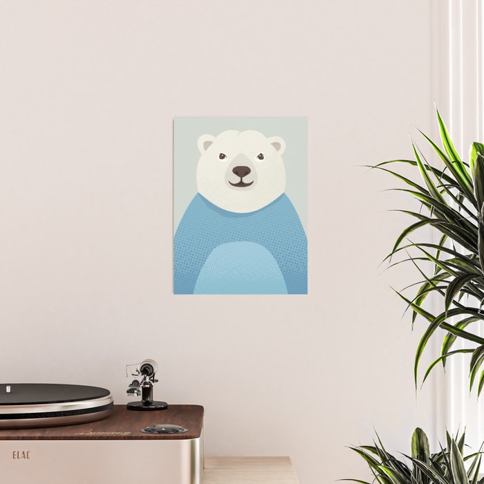 Whimsy Polar Bear, Animal Portrait Poster Gallery Image 2