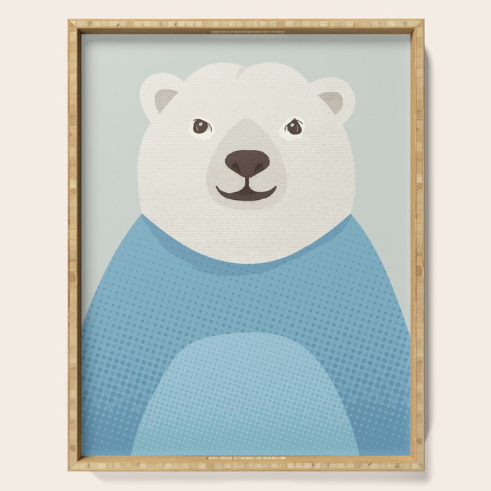 Whimsy Polar Bear, Animal Portrait Serving Tray Gallery Image 1