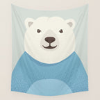 Whimsy Polar Bear, Animal Portrait Wall Tapestry Gallery Image 4