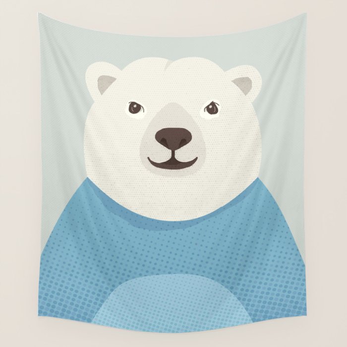 Whimsy Polar Bear, Animal Portrait Wall Tapestry Gallery Image 4