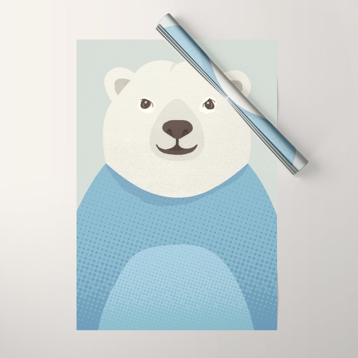 Whimsy Polar Bear, Animal Portrait Wrapping Paper Gallery Image 1