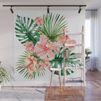 Tropical Jungle Hibiscus Flowers - Floral Wall Mural Gallery Image 1