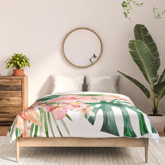 Tropical Jungle Hibiscus Flowers - Floral Comforter Gallery Image 3