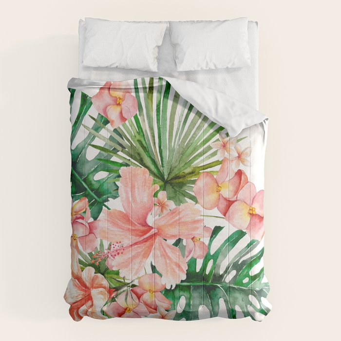 Tropical Jungle Hibiscus Flowers - Floral Comforter Gallery Image 6