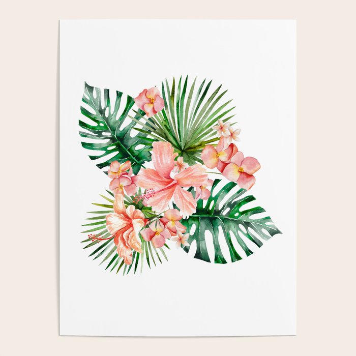 Tropical Jungle Hibiscus Flowers - Floral Poster Gallery Image 4