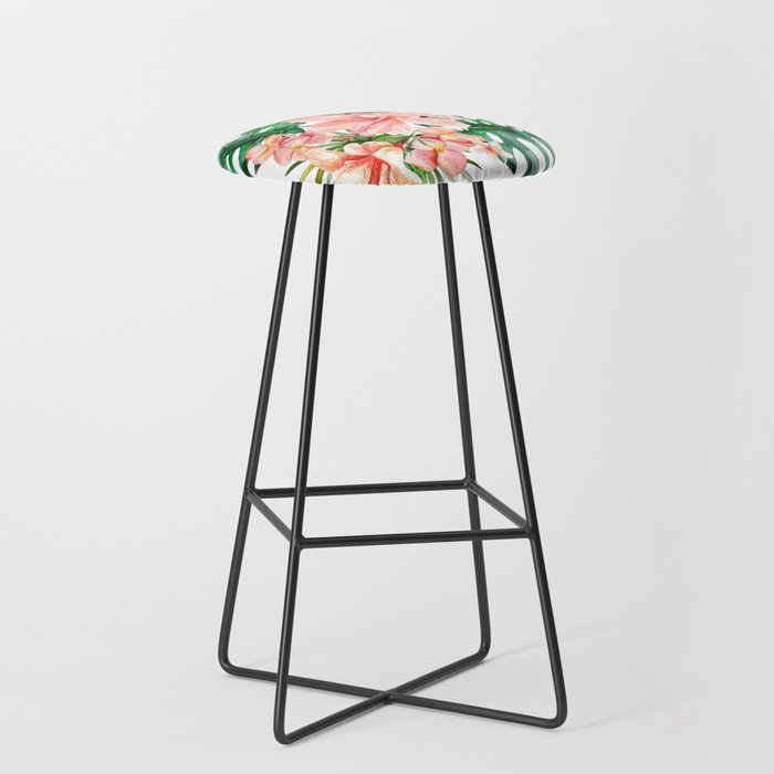 Tropical Jungle Hibiscus Flowers - Floral Stool Gallery Image 1