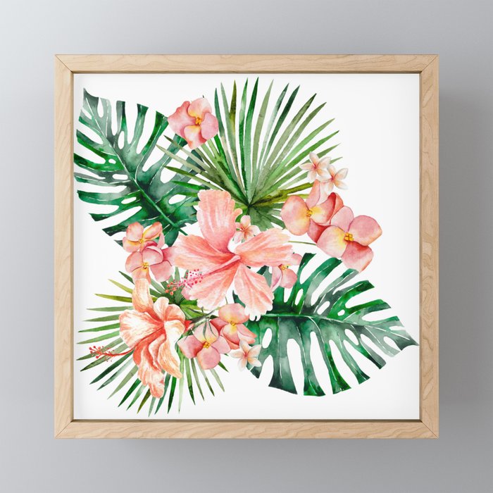 Tropical Jungle Hibiscus Flowers - Floral Mini Art Print Gallery Image 1