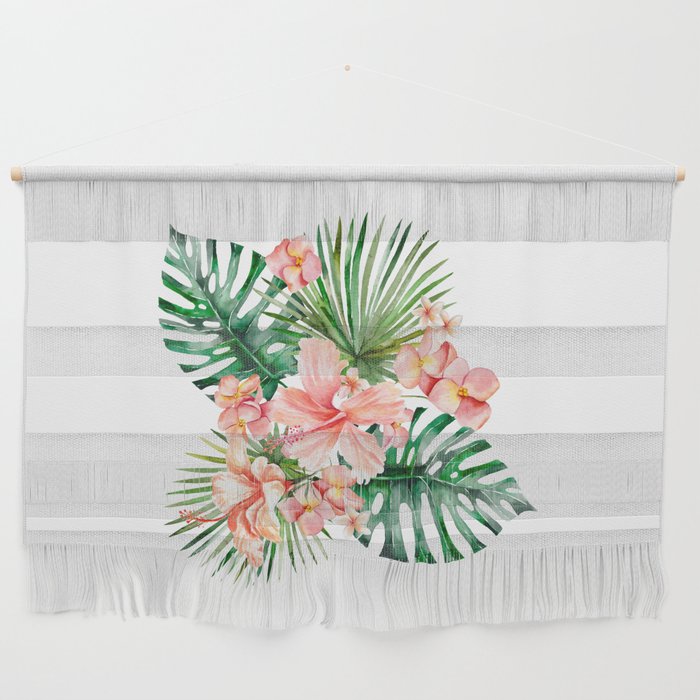 Tropical Jungle Hibiscus Flowers - Floral Wall Hanging Gallery Image 1