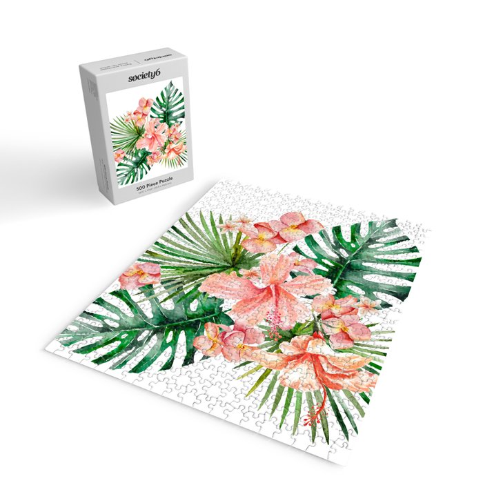 Tropical Jungle Hibiscus Flowers - Floral Jigsaw Puzzle Gallery Image 2
