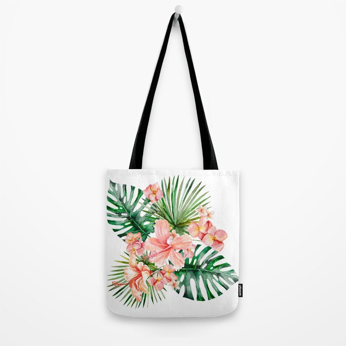 Tropical Jungle Hibiscus Flowers - Floral Tote Bag Gallery Image 2