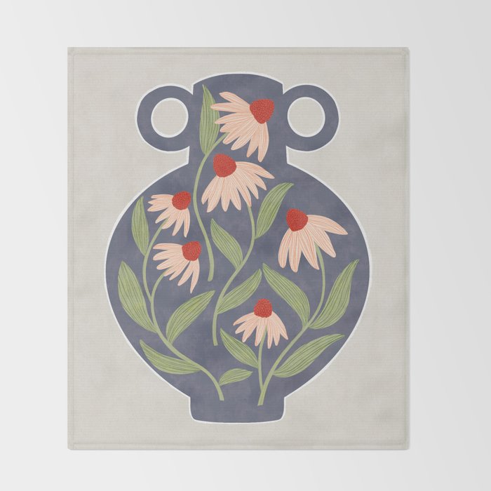 Vase of daisies Throw Blanket Gallery Image 2