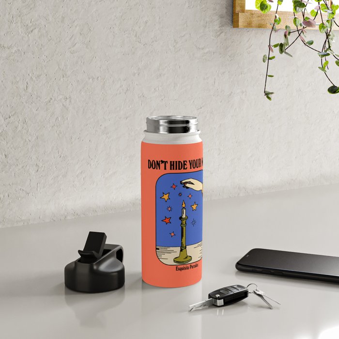 Don't Hide Your Magic - Inspirational Quote Vintage Illustration Water Bottle Gallery Image 4
