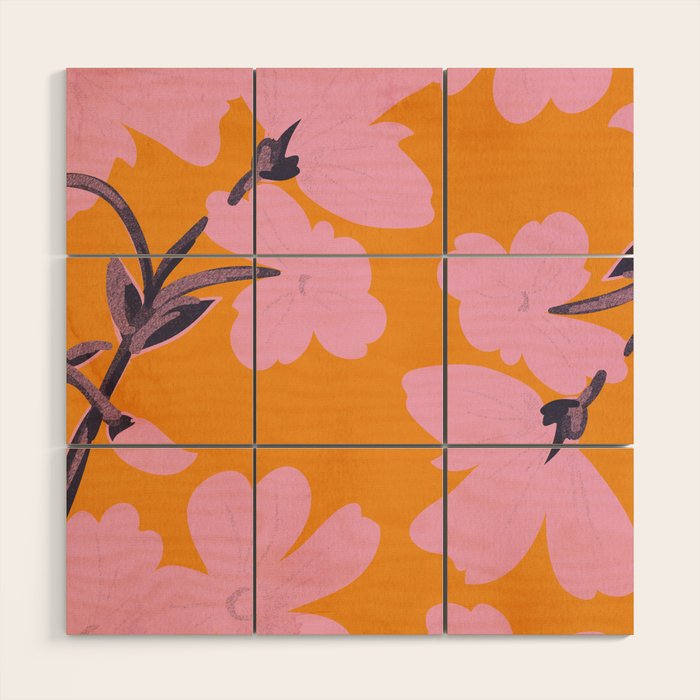 Abstract Minimal Flowers 18 Wood Wall Art Gallery Image 1
