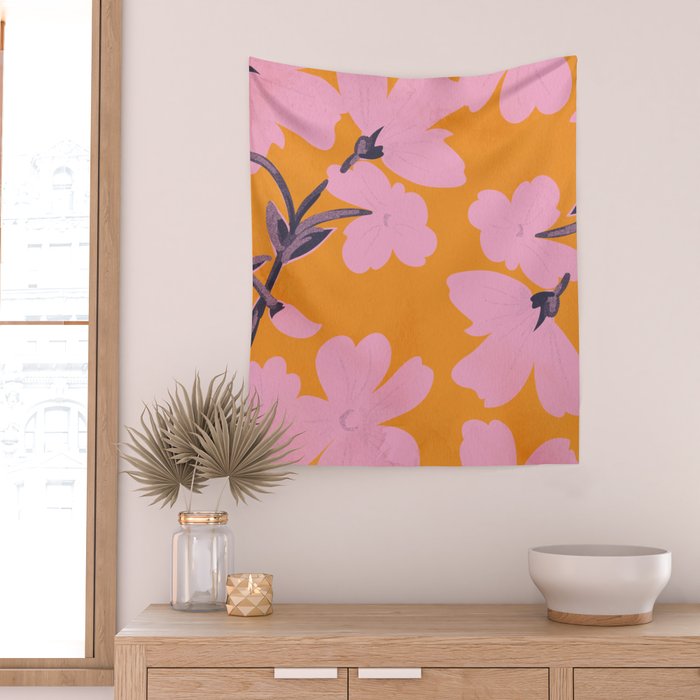 Abstract Minimal Flowers 18 Wall Tapestry Gallery Image 2