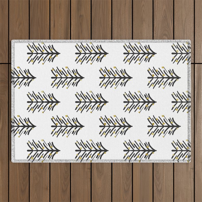 Black and gold spiky tree Outdoor Rug Gallery Image 1