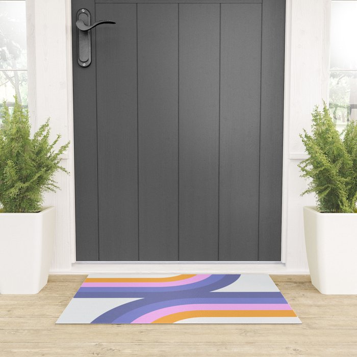 Double Rainbow in Very Peri Welcome Mat Gallery Image 3