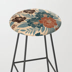 Fall Floral Pattern in Blue, Brown & Rust Stool Gallery Image 2
