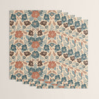 Fall Floral Pattern in Blue, Brown & Rust Wrapping Paper Gallery Image 3