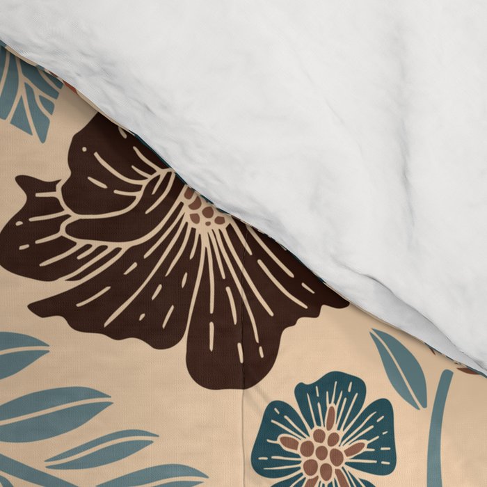Fall Floral Pattern in Blue, Brown & Rust Comforter Gallery Image 4