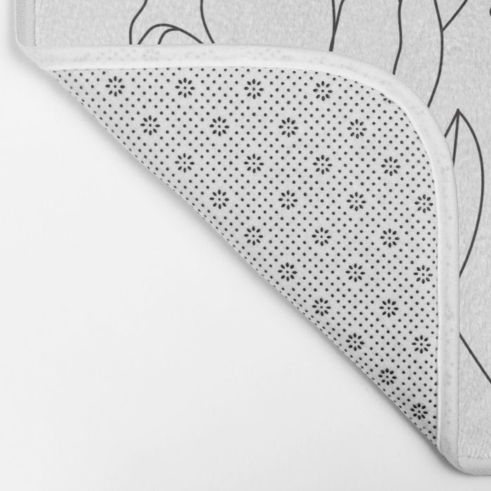 Minimal Line Art Woman with Peonies Bath Mat Gallery Image 2